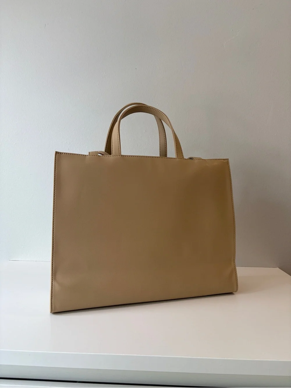 Telfar Medium Cream Beige Shopping Bag Tote Leather Shoulder Neutral